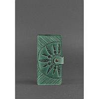 Портмоне Оригінальний гаманець для жінок Красивий жіночий гаманець інді Шкіряне жіноче портмоне зелене