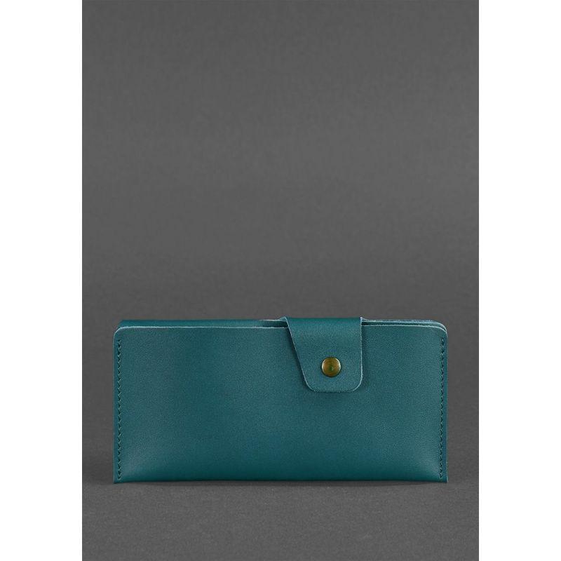 Красивий жіночий гаманець з натуральної шкіри Шкіряне портмоне-купюрник зелене Стильне портмоне для дівчини