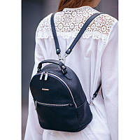 Зручний рюкзак із натуральної шкіри жіночий Шкіряний мінірюкзак колір синій Невеликий жіночий рюкзак