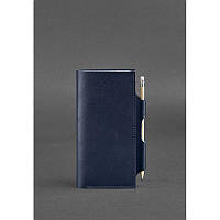 Кожаный тревел-кейс премиум класса темно-синий Классический органайзер для документов и карточек кожаный