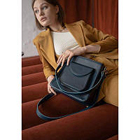 Качественная женская сумка на плечо Женская кожаная сумка Stella темно-синяя Модная женская сумка люкс класса