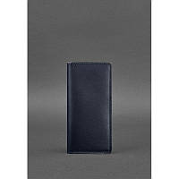 Стильное портмоне из натуральной кожи Качественный кошелек портмоне Кожаное портмоне-купюрник темно-синее