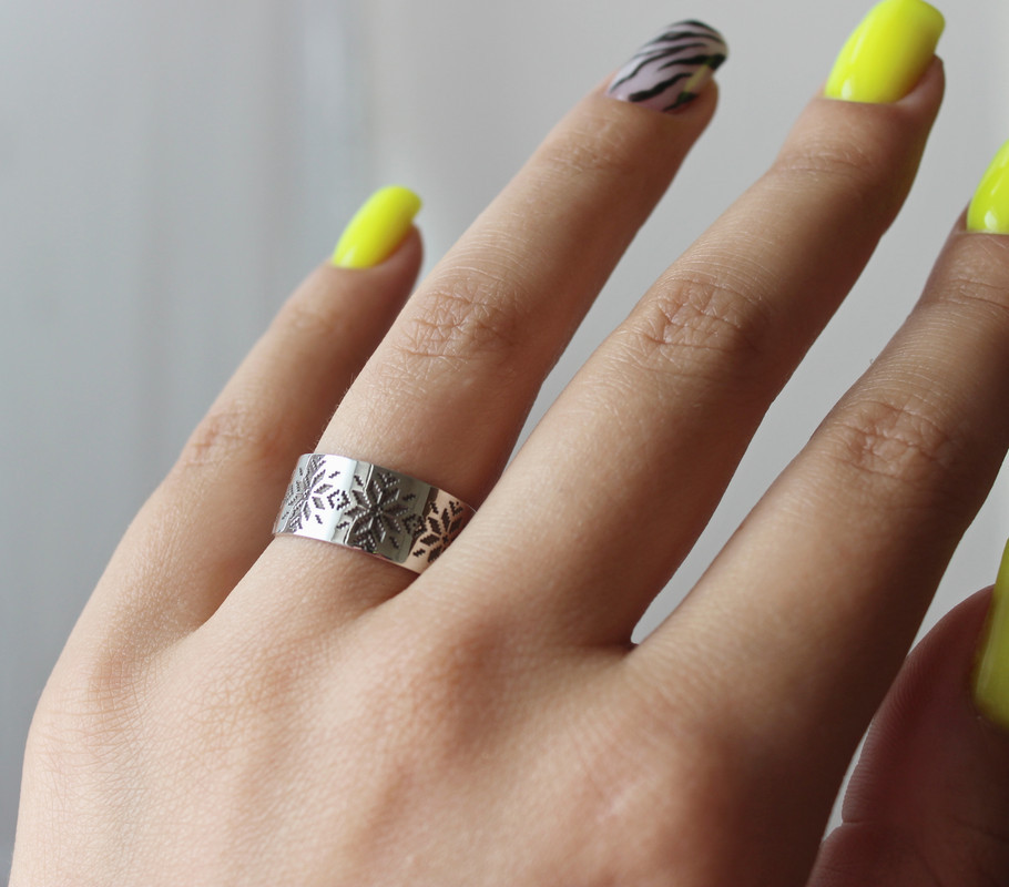 Серебряное кольцо в украинском стиле женское "Орнамент" Колечко из серебра патриотическое - фото 3 - id-p1879672015