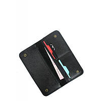 Великий шкіряний гаманець колір чорний Стильне портмоне для чоловіків і жінок Красиве шкіряне портмоне унісекс