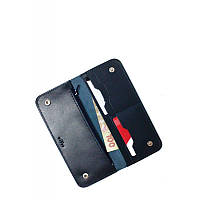 Практичный кошелек из натуральной кожи Кожаное портмоне унисекс цвет синий Качественное красивое портмоне