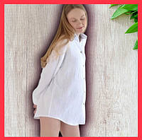 Сорочка оверсайз муслиновая для беременных и кормящих белая