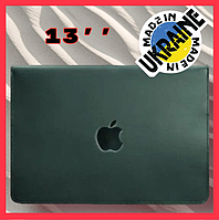 Кожаный чехол-конверт на магнитах для MacBook Air/Pro 13'' цвет зеленый Качественный чехол для ноутбука Apple