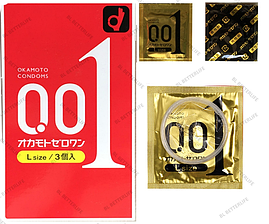 Презервативи Okamoto Zero One L 0.01, 3 шт. | Limon, фото 2