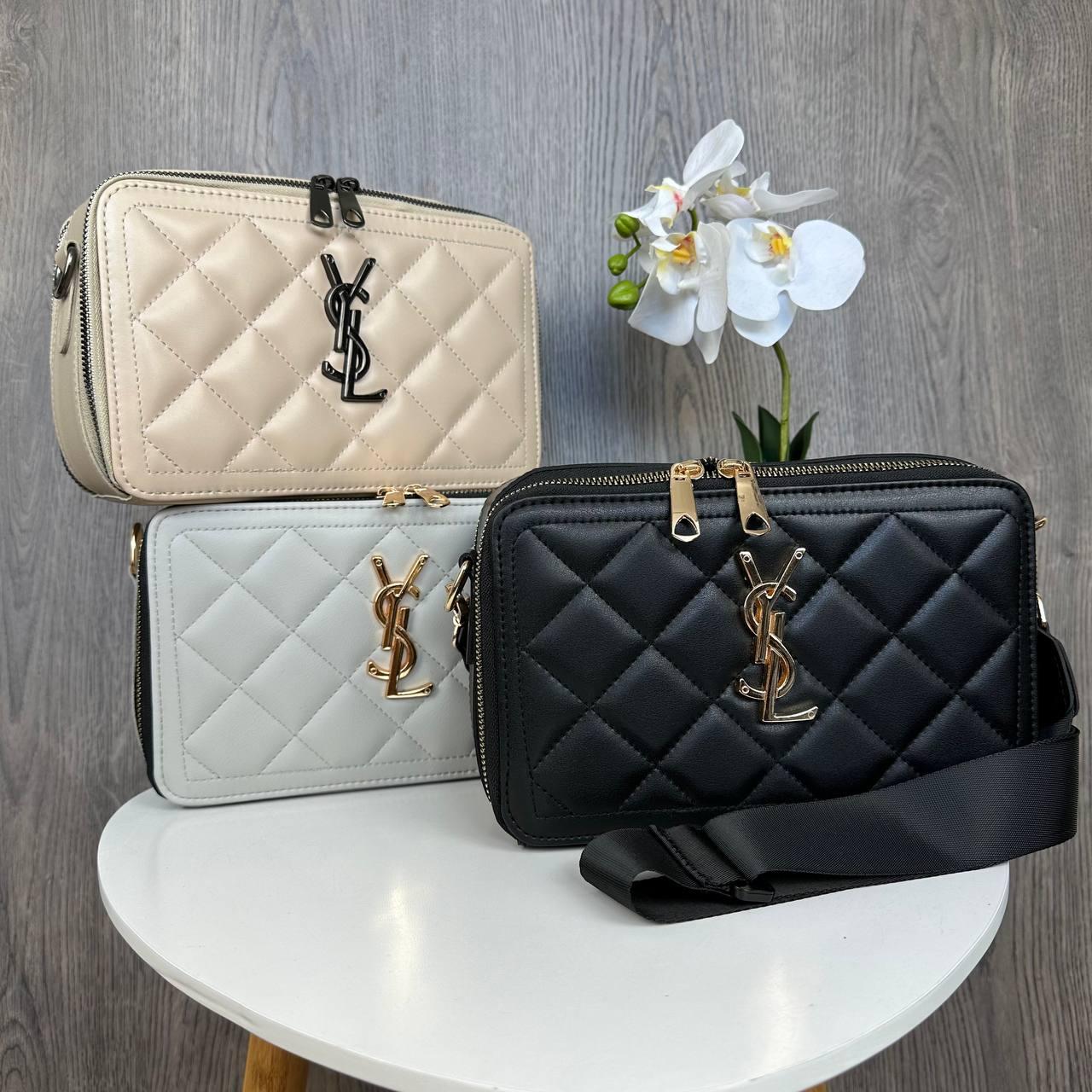 Модна жіноча міні сумочка клатч YSL екошкіра, стильна сумка на плече стьобана