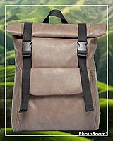 Женский рюкзак Sambag коричневый нубук с клапаном Дорожний заплечный портфель вмемтительный