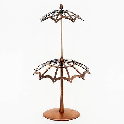 Подставка зонтик для украшений для изделий металлический цвет медь высота 22 см 2 яруса, фото 2