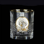 Кришталевий набір для віскі «Гербовий з козаками» Boss Crystal (графин + 6 склянок), (срібло, золото), фото 6