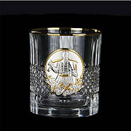 Кришталевий набір для віскі «Гербовий з козаками» Boss Crystal (графин + 6 склянок), (срібло, золото), фото 7
