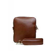 Кожаная сумка Challenger S светло-коричневая Сумка премиум класса из натуральной кожи для носки через плечо