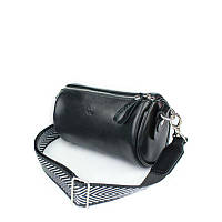 Кожаная сумка поясная-кроссбоди Cylinder черная Вместительная сумка на пояс или через плечо люкс класса