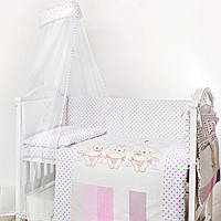 Детский постельный комплект в кроватку 8 эл Twins Dolce Друзья зайчики 4060-D-002, pink, розовый