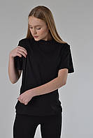 Черная базовая футболка для беременных и кормящих 42-56рр Стильная женская футболка