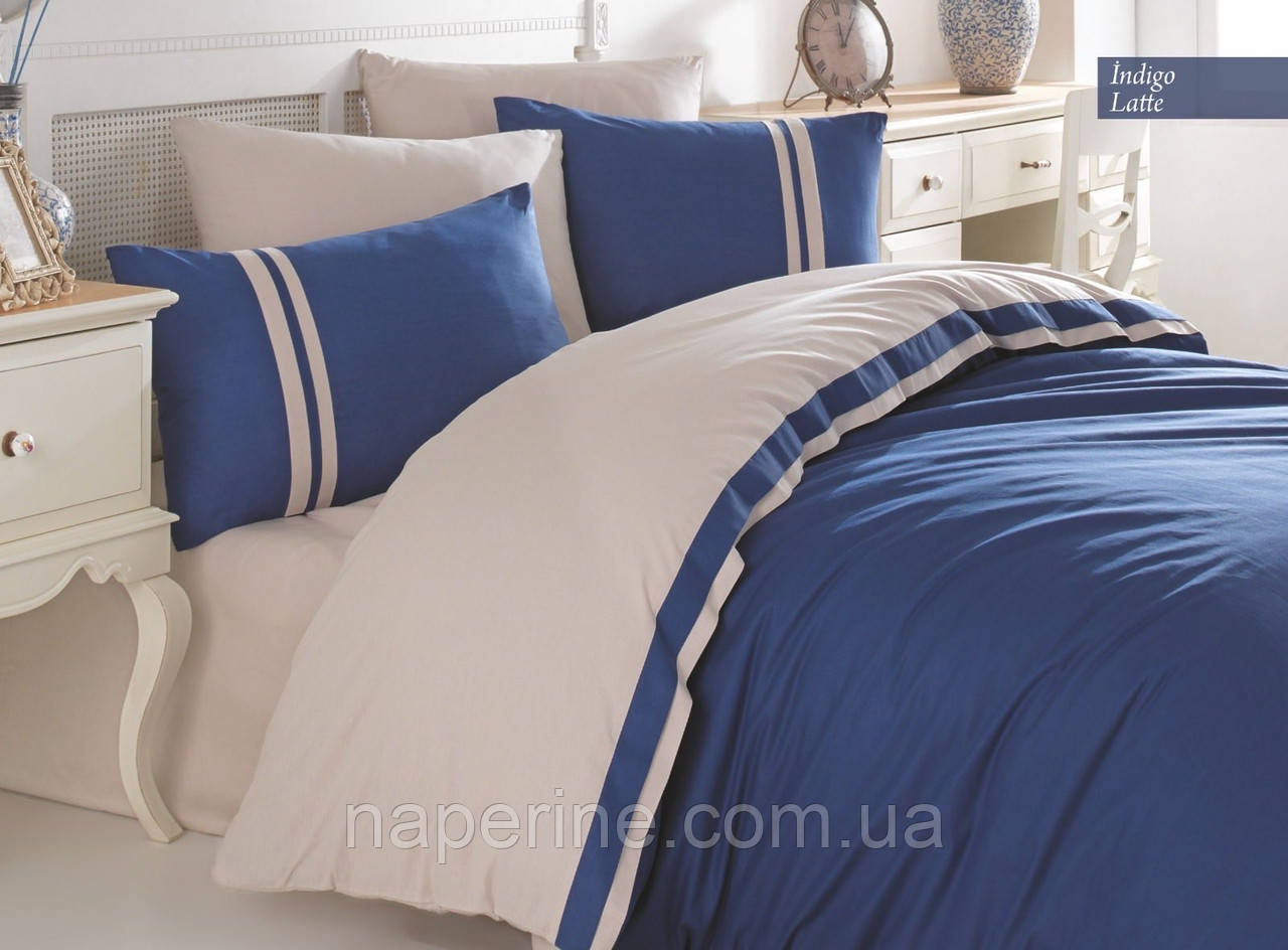 Постільна білизна євро розмір ранфорс İssi Home Indigo latte