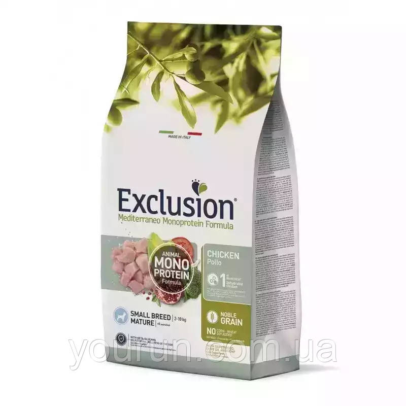 Exclusion Mature Chicken Small Breed-Монопротеїновий корм для дорослих літніх собак дрібних порід 500 гр