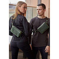 Кожаная поясная сумка Dropbag Mini зеленая Комфортная сумка на пояс Стильная поясная сумка унисекс люкс класса