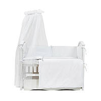 Детский постельный комплект в кроватку 7 эл Twins Romantic Vintage Baby 4024-R-004, white, белый