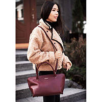 Элегантная женская сумка ручной работы Женская сумка премиум класса Женская кожаная сумка Midi бордовая