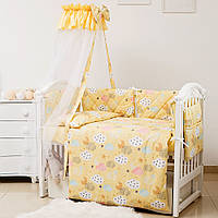Постельный комплект в детскую кроватку 8 эл Twins Premium Glamour 4029-TGС-05 Clouds yellow, желтый