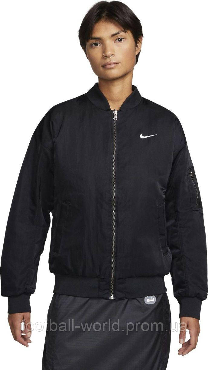 Куртка двухсторонняя женская Nike W NSW VRSTY BMBR JKT черная DV7876-010 - фото 1 - id-p1879713662