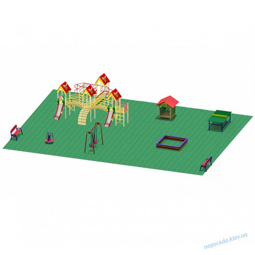 Обладнання для дитячого майданчика на вулицю №12 з гойдалками та пісочницею, фото 1