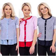 Блуза жіноча коттонова коротка розміри норма та батал