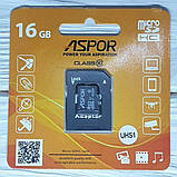 Карта пам`яті Aspor MicroSDHC 16GB UHS-I (Class 10) + SD adapter, фото 3