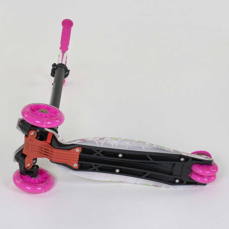 Детский трехколесный самокат розовый для девочки, безопасен и устойчив самокат от 3 лет, колеса со светом - фото 6 - id-p1879671903