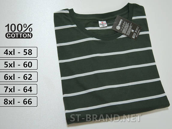 4xl (58). Чоловіча футболка великого розміру (Батал) 100% бавовна, натуральний матеріал - оливкова хакі, фото 1