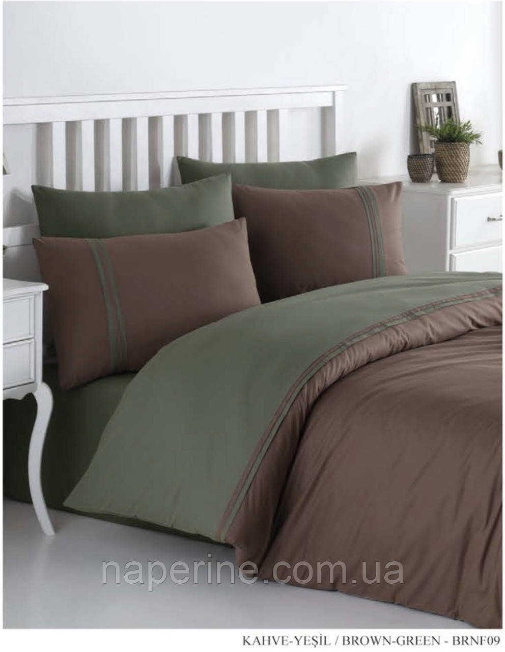 Постільна білизна євро розмір ранфорс İssi Home brown green