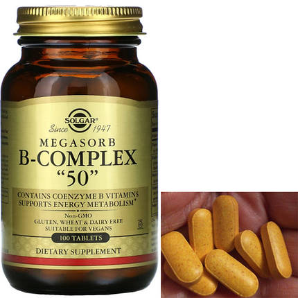 Solgar Комплекс вітамінів В-50 (B-Complex) 100 таблеток, фото 2