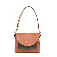Оригинальная женская сумка на плечо или через плечо Женская кожаная сумка Liv коньячно-коричневая винтажная