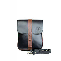 Мужская кожаная сумка черно-коричневая Класная сумка для мужчин Качественная мужская сумка люкс класса