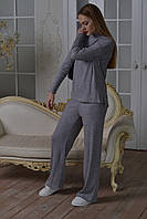Современный серый удобный нарядный костюм для беременных из ангоры Брюки палаццо 42-56рр 54