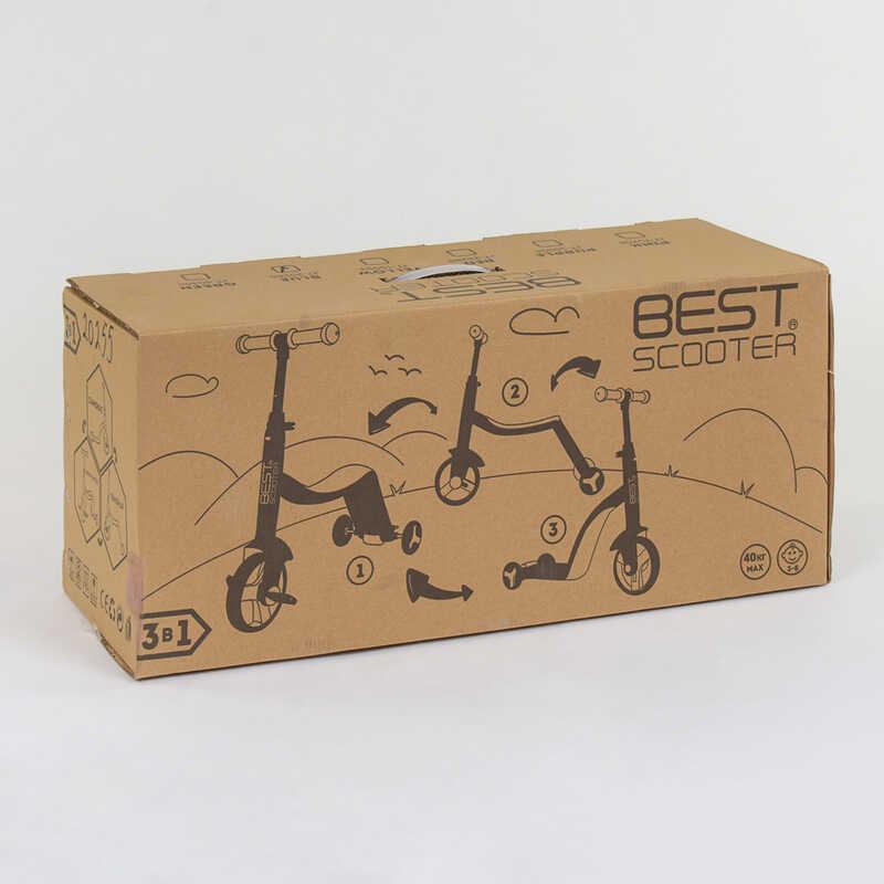Детский серый трехколесный самокат велосипед, безопасен и устойчив самокат от 3 до 8 лет - фото 3 - id-p1879672104