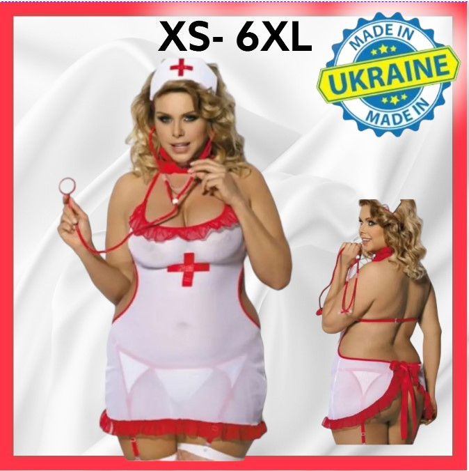 Костюм для рольових ігор Медсестра Сексуальна жіноча білизна Еротичний костюм для дівчини 18+ батал