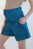 Комфортні шорти для вагітних Сині короткі жіночі шорти 42-56 рр