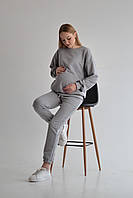 Серый костюм для беременныхи кормящих Повсякденний брючний костюм для беременных 42-56
