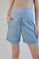 Комфортні шорти для вагітних Блакитні короткі жіночі шорти 42-56 рр