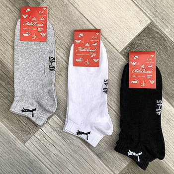 Шкарпетки чоловічі демісезонні бавовна короткі Puma Multi Brand, розмір 40-45, асорті, 11610