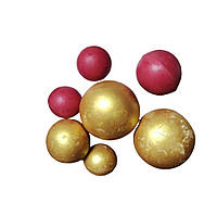 Шоколадные сферы на торт красно-золотые набор (7 штук)