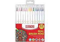 Фломастеры-кисти REAL BRUSH, 12 цветов, линия 0,5-6 мм