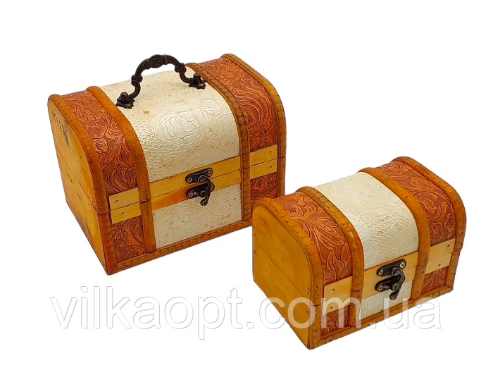 Шкатулка скринька декоративна фанерна набір 2 штуки 14*9 cm H 9 cm/17,5*12 cm H 12,5 cm
