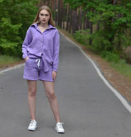 Комплект для беременных и кормящих Sofa Муслиновый летний фиолетовый костюм 42-56