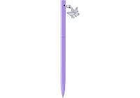 Ручка металлическая фиолетовая с сияющим брелоком "Бабочка", покрытым кристаллами, пишет синим.