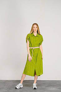 Жіноча сукня-халат вільного крою оливкова Modna KAZKA MKAZ6455-1